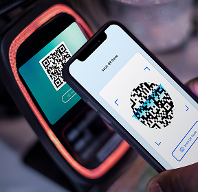 Photo of cashless payment being made