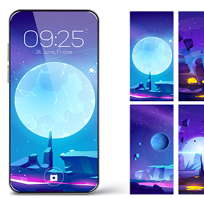 Illustration on multiple smartphone backgrounds
